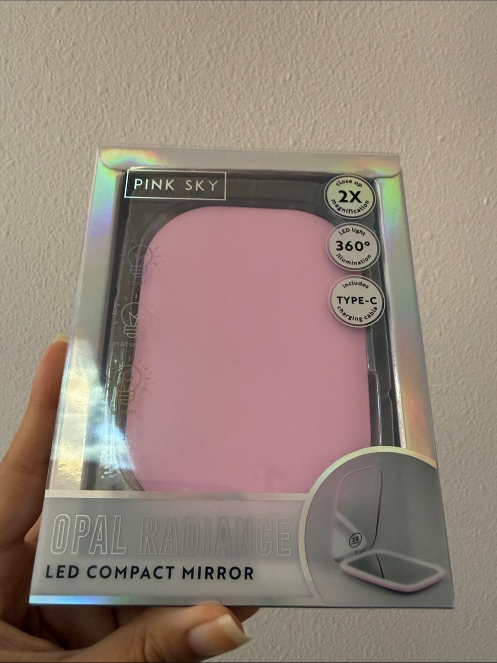 Pink Sky Opal Radiance LED Compact Mirror - Pink